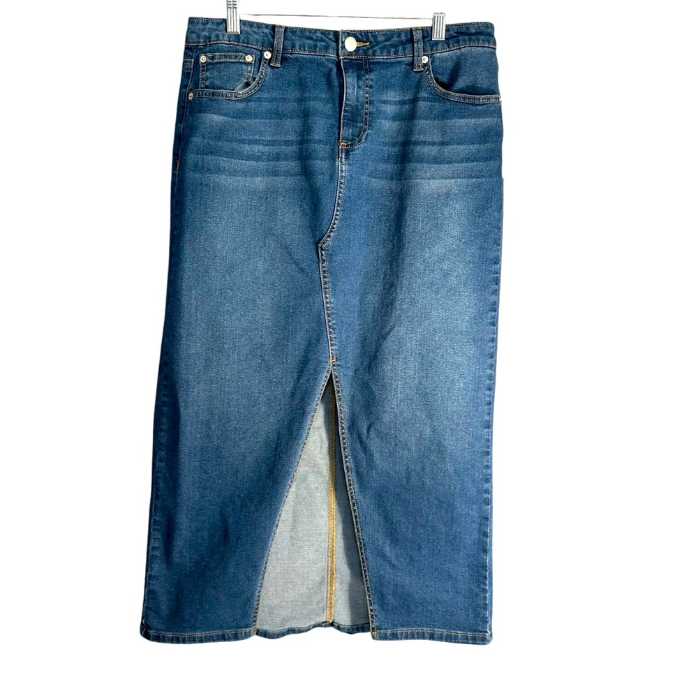 BACCINI Denim Skirt Maxi Front Slit Sz 10